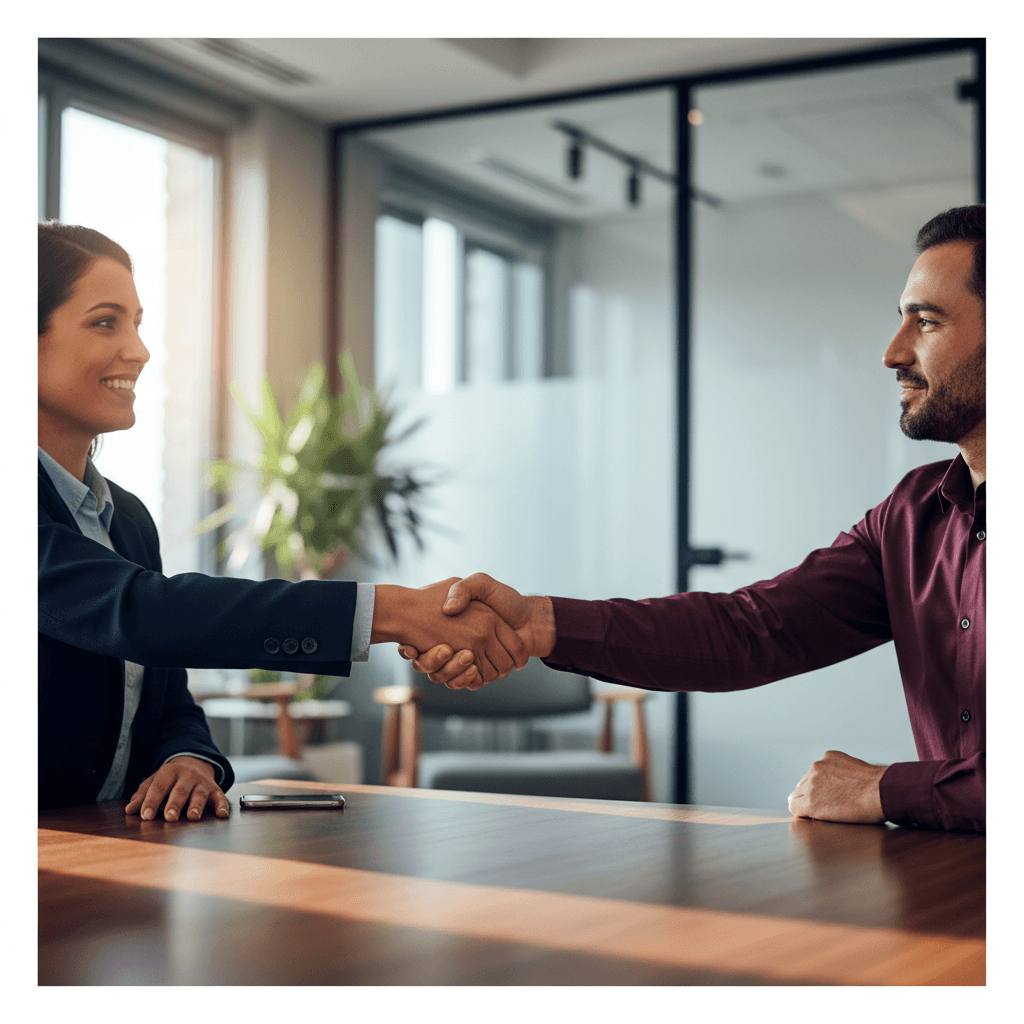 Poignée de main lors d'une rencontre avec un partenaire